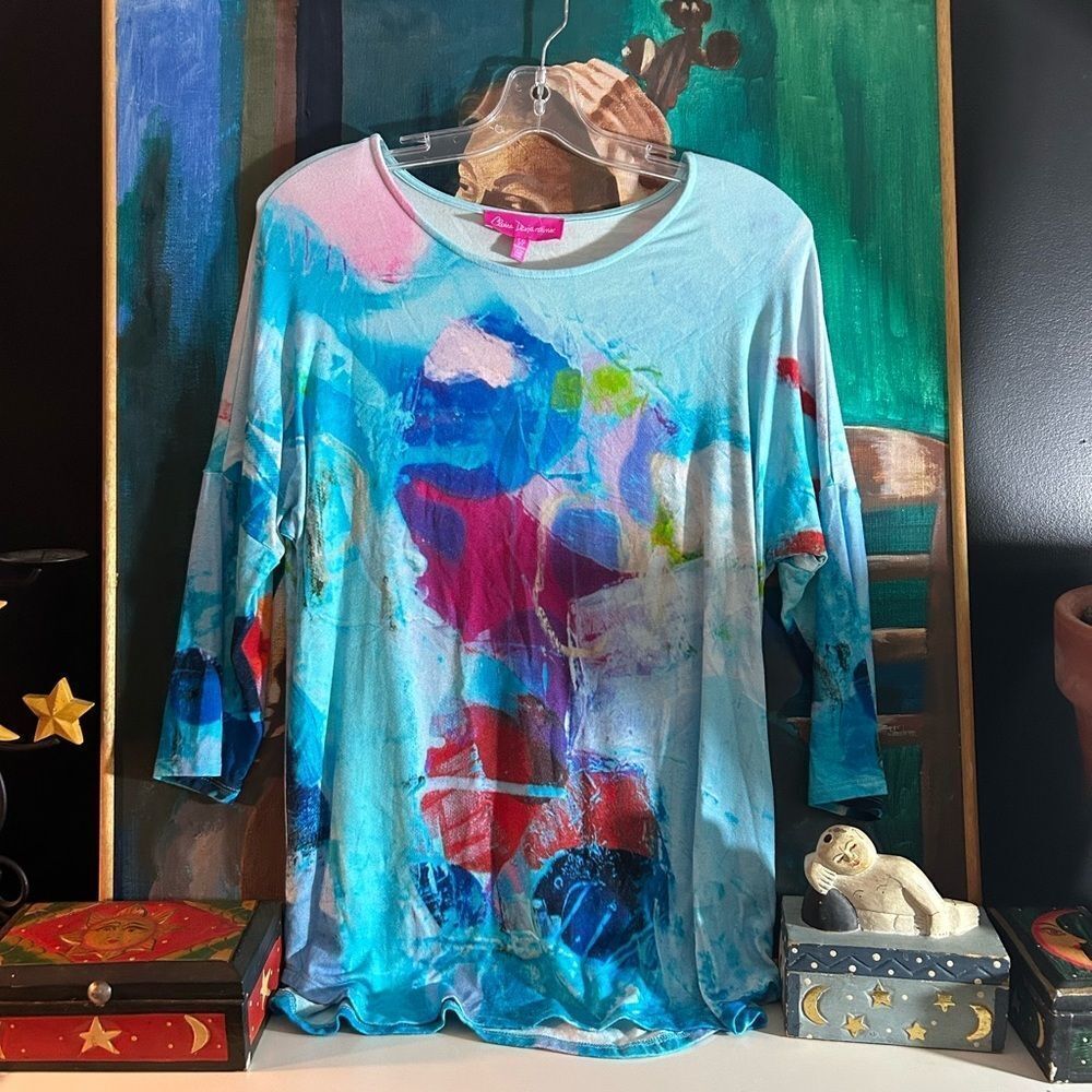 Claire Desjardins Colorful Abstract Women's Blouse Size S - Picture 2 of 15